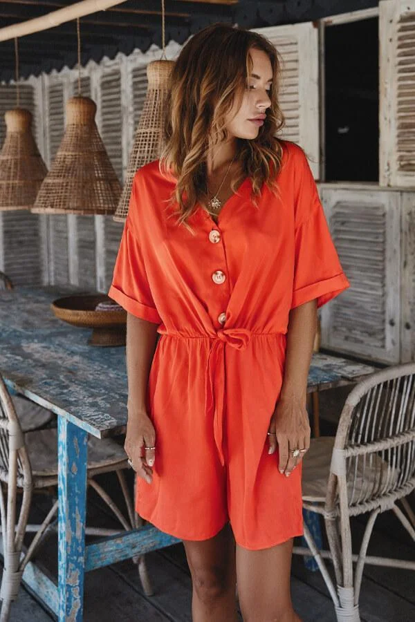 Sexy Solid Color V-Neck Jumpsuit