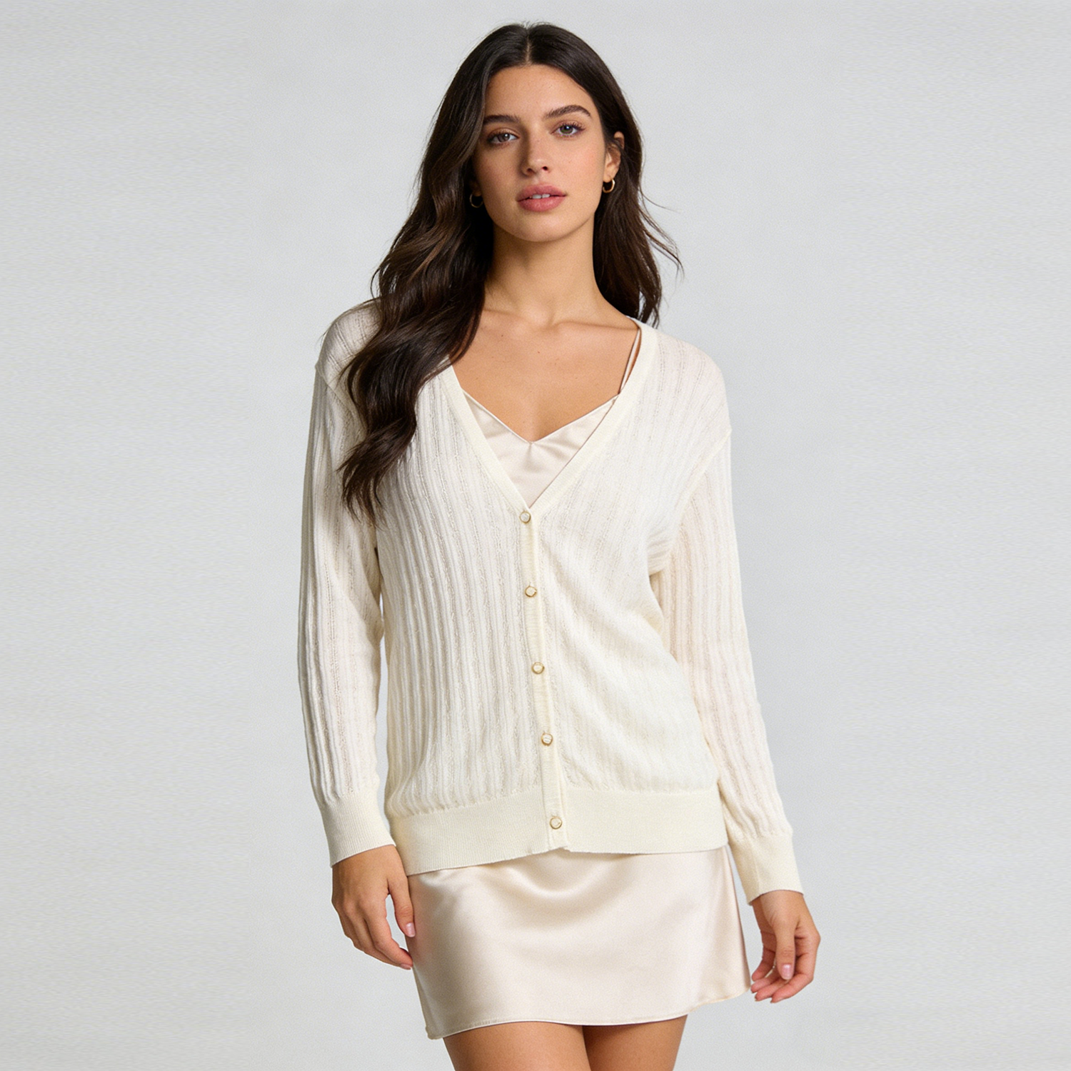 Women's Silk Top Lightweight Knit Cardigan Summer Sheer Layering REAL SILK LIFE