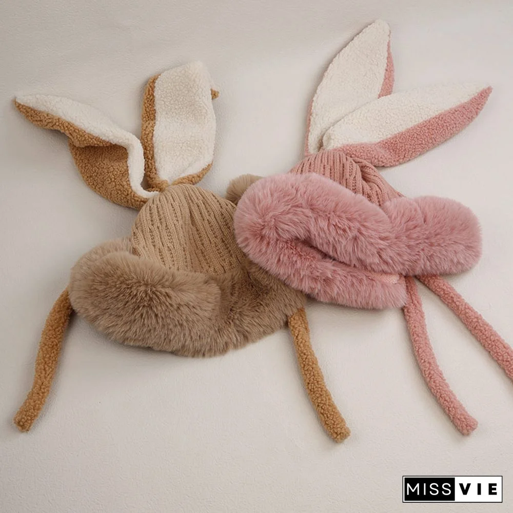 Cartoon Bunny Ears Fleece Hat