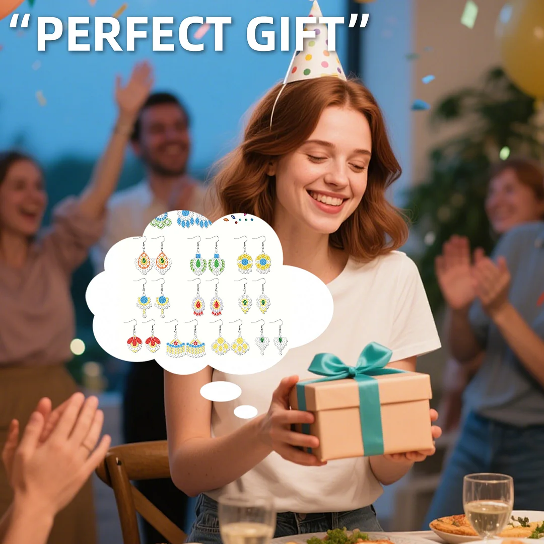 12 Pairs Flower Diamond Painting Earrings DIY Diamond Art Earrings for Adults