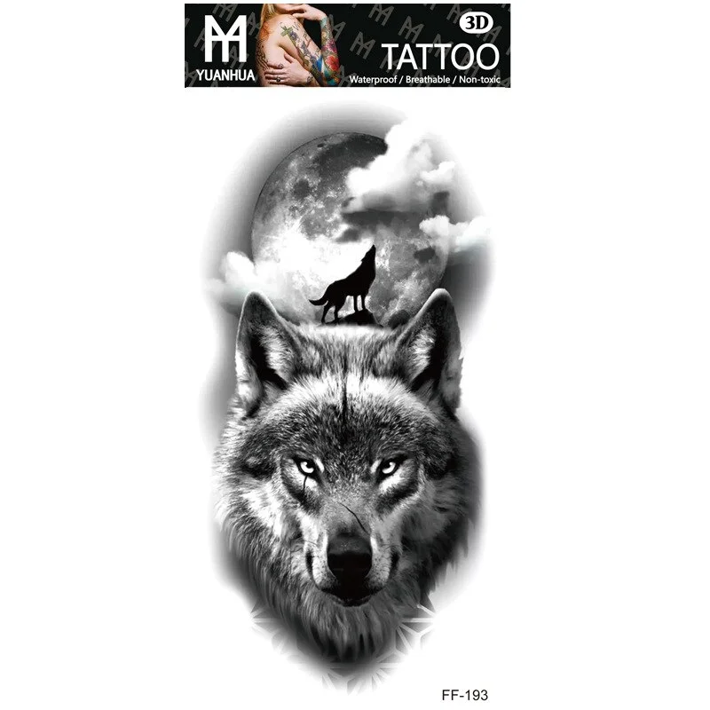 Sdrawing Forest Tattoo Sticker for Men Women Children Tiger Wolf Death Skull Temporary Tattoo Fake Henna Skeleton King Animal Tatoo