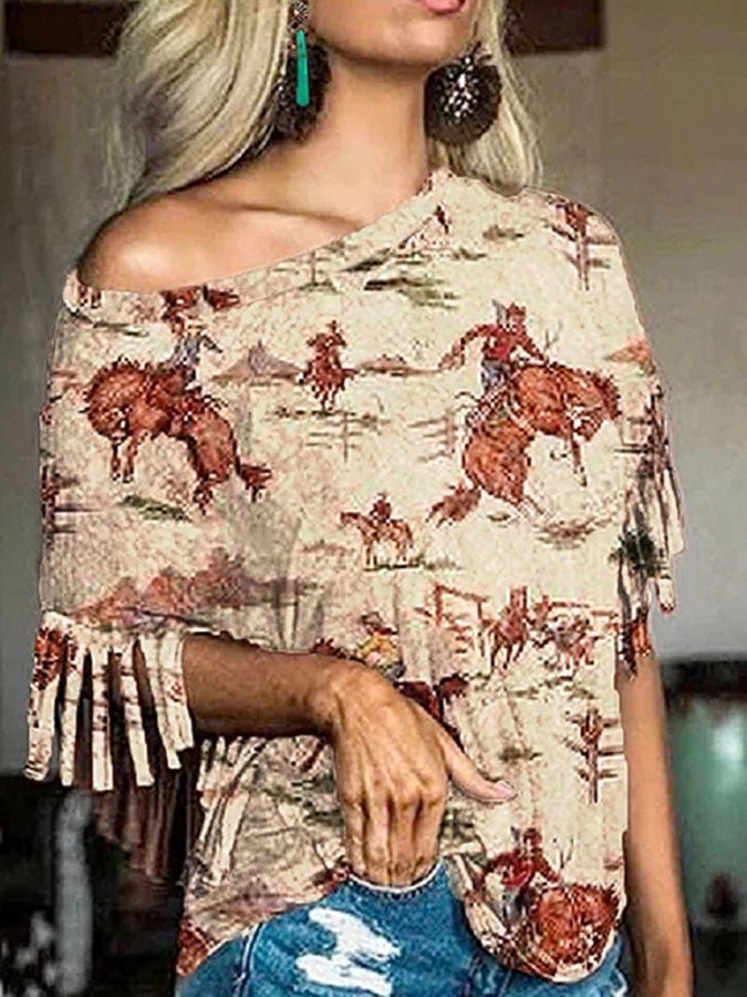 Vintage Ethnic Fringe Loose Top