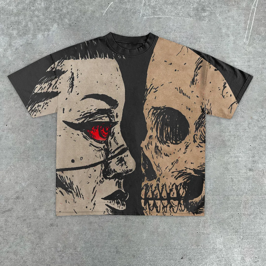 Retro print fashion brand short-sleeved T-shirt