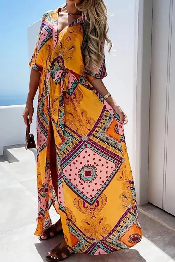 Half Sleeve Printed Dress