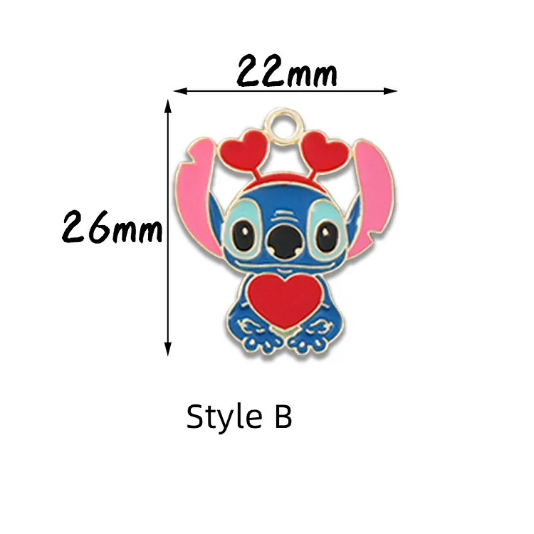 10/30pcs Cartoon Animal Stitch Heart Charm Anime Doll Little Monster Charms Enamel Charm Pendant Bracelet DIY Earring Necklace Key Chain Jewelry Accessories