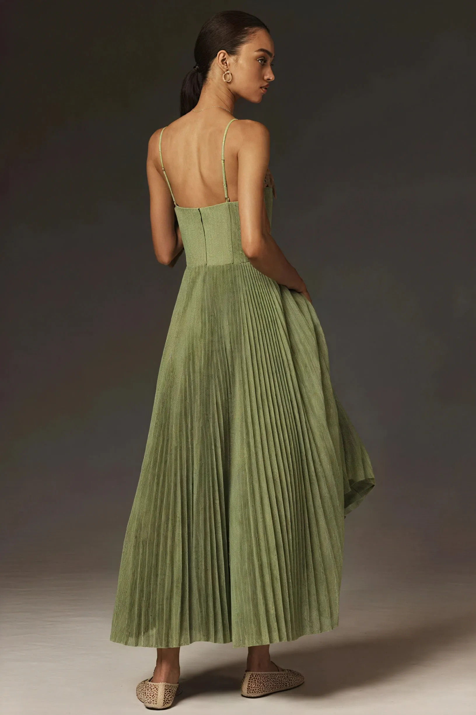 Winnie | Elegant Pleated Fit & Flare Midi Dress - Image 3