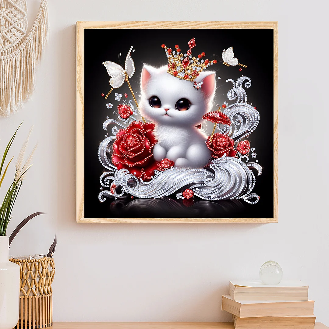 Heart Cat - Partial Special Shaped Drill Diamond Painting Kits (Canvas|30*30cm)