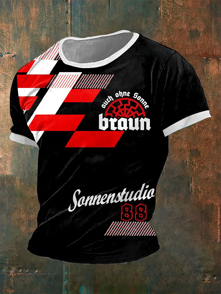 Männer Auch ohne Sonne Braun  bedrucktes Kurzarm-T-Shirt