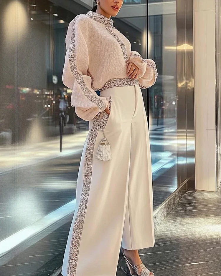 Women's Long Sleeve Sequin Two-Piece Suit