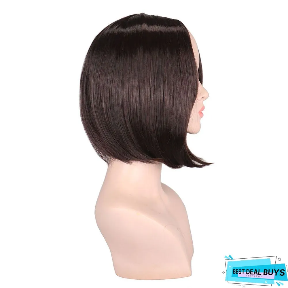Chemical Fiber High Temperature Silk Women's Medium Split Short Straight Hair