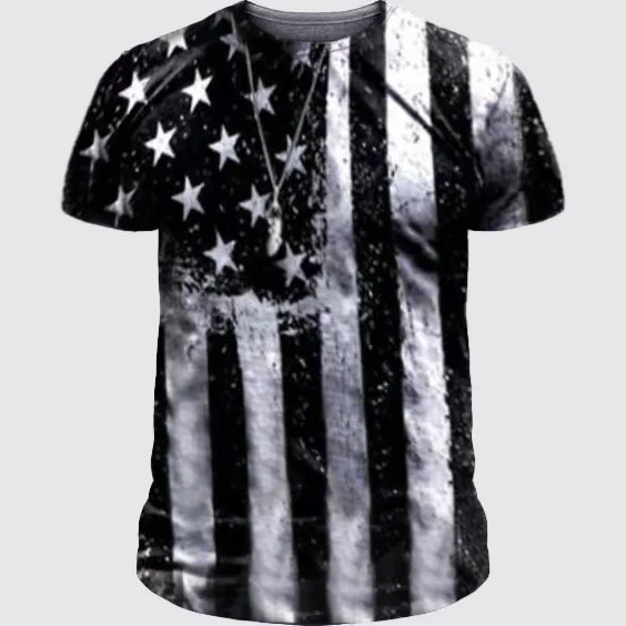 Casual Star Flag Print Short Sleeve T-shirt