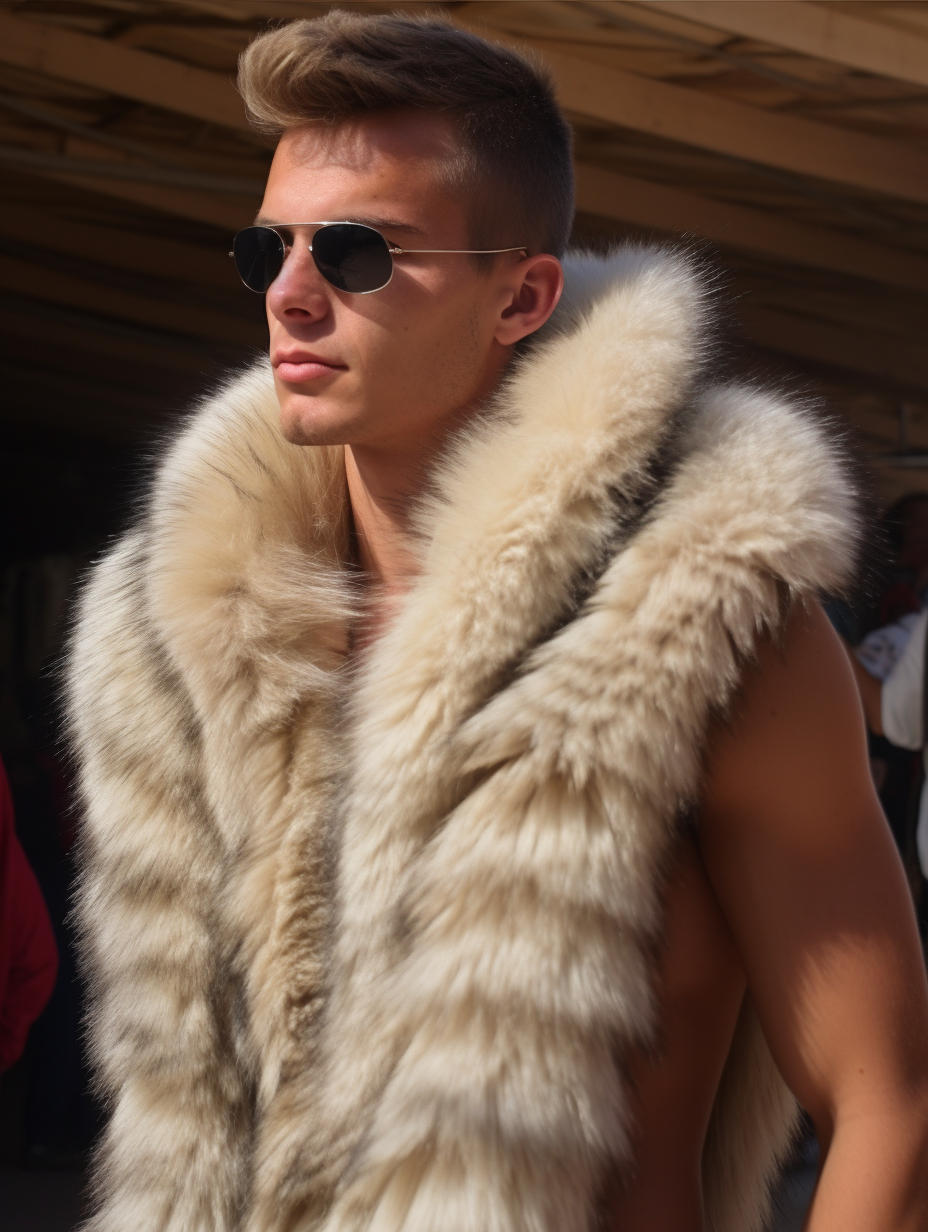 Men's Furry Fur Scarf