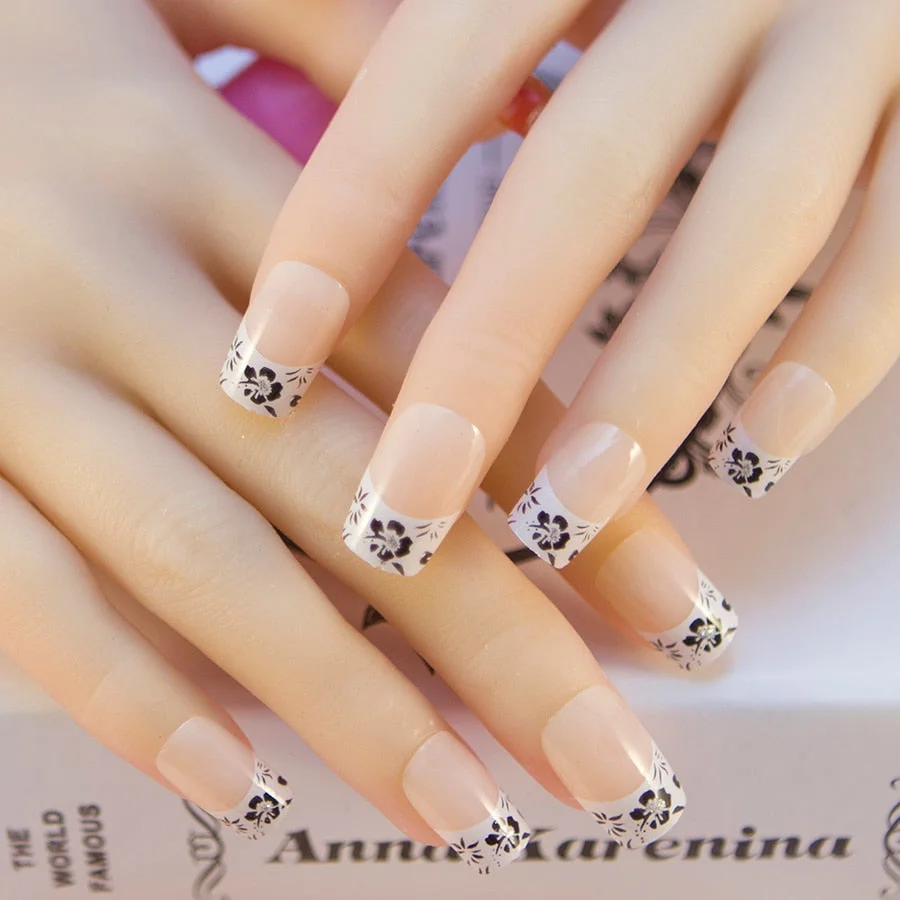 With 1 Piece Of Nail Adhesive Tape 24pcs/Box Press On Nail Art Tips Full Cover 10 Sizes False Nail Art Wedding Nails-Nail Inspo