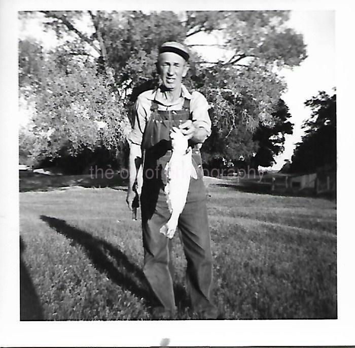 FISH GUY Vintage FOUND Photo Poster painting bw MAN Original Snapshot011 13 X