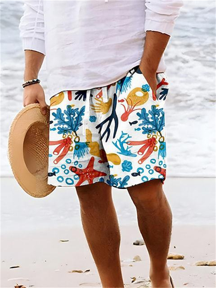 Beach Shorts Casual Loose Shorts Men's Summer Printed Shorts Blue Green Gray S M L XL 2XL 3XL 4XL 5XL