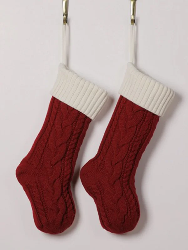 Contrast Color Jacquard Christmas Socks Decoration Accessories