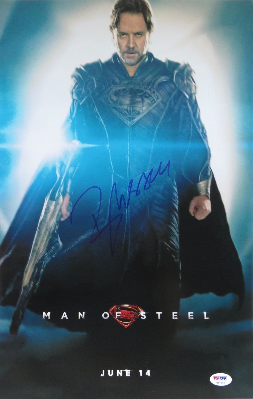 Russell Crowe Signed Man of Steel Authentic Auto 12x18 Photo Poster painting PSA/DNA #U47597