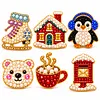 6PCS DIY Christmas Pearl Diamond Painting Brooch Kit for Adults, Wearable Pins