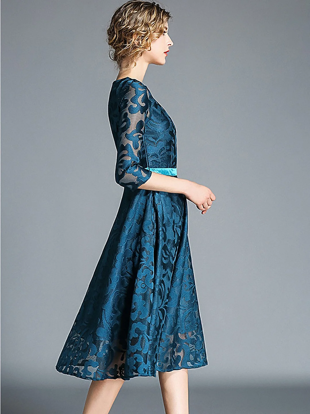 A-Line Wedding Cocktail Midi Dress