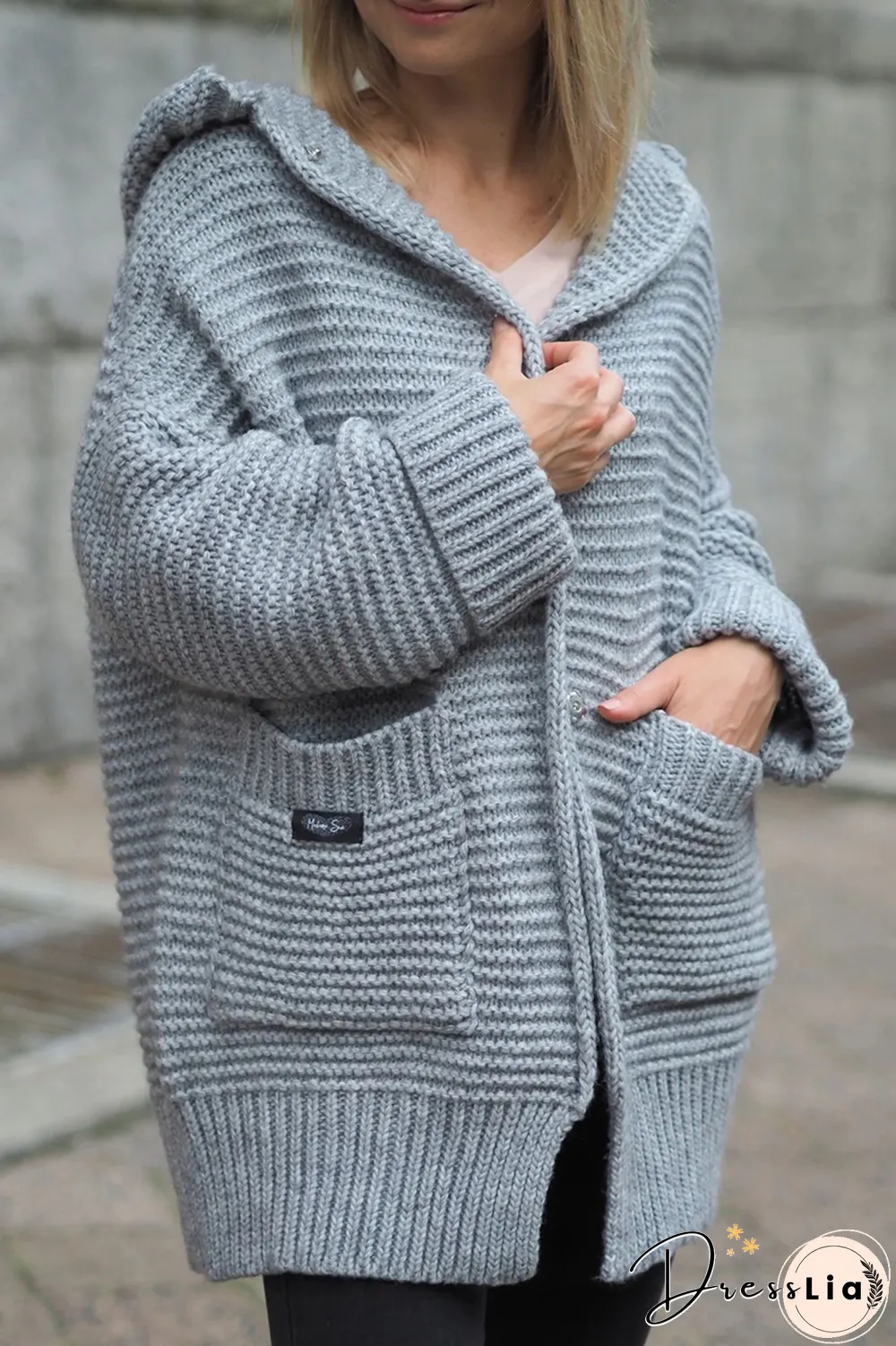 Casual Solid Pocket Hooded Collar Tops Sweater(6 Colors)