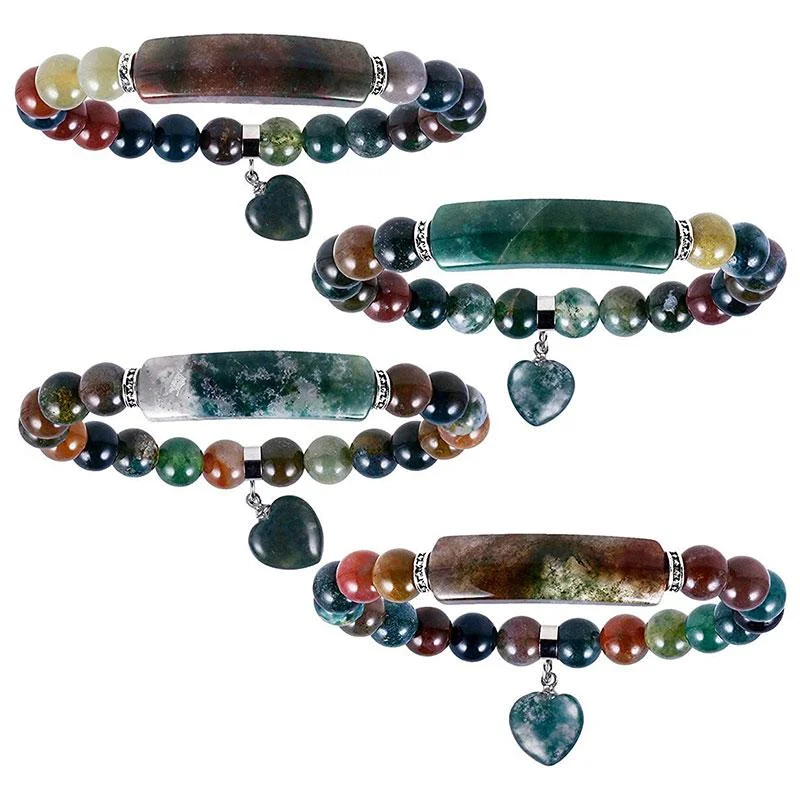 Natural Quartz Love Heart Healing Beads Bracelet