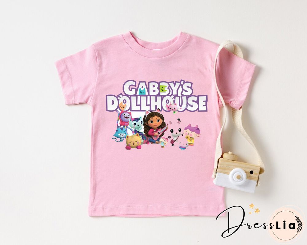 Kawaii Girls T Shirts Gabbys Doll House Cartoon Print Childrens Tshirt Summer Tee Girls Clothes White Camisole Tops