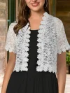 Contrast Lace Open Front Short Sleeve Cardigan for Women