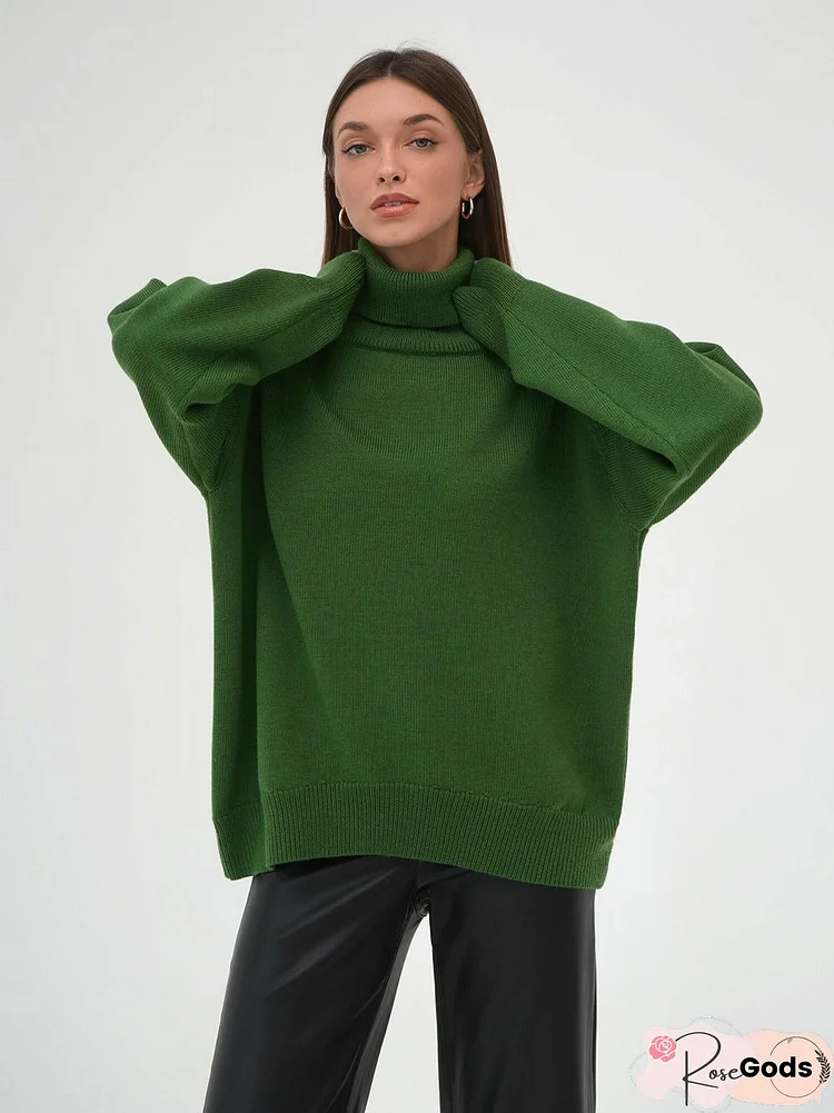 Long Sleeve Stand Collar Solid Sweater