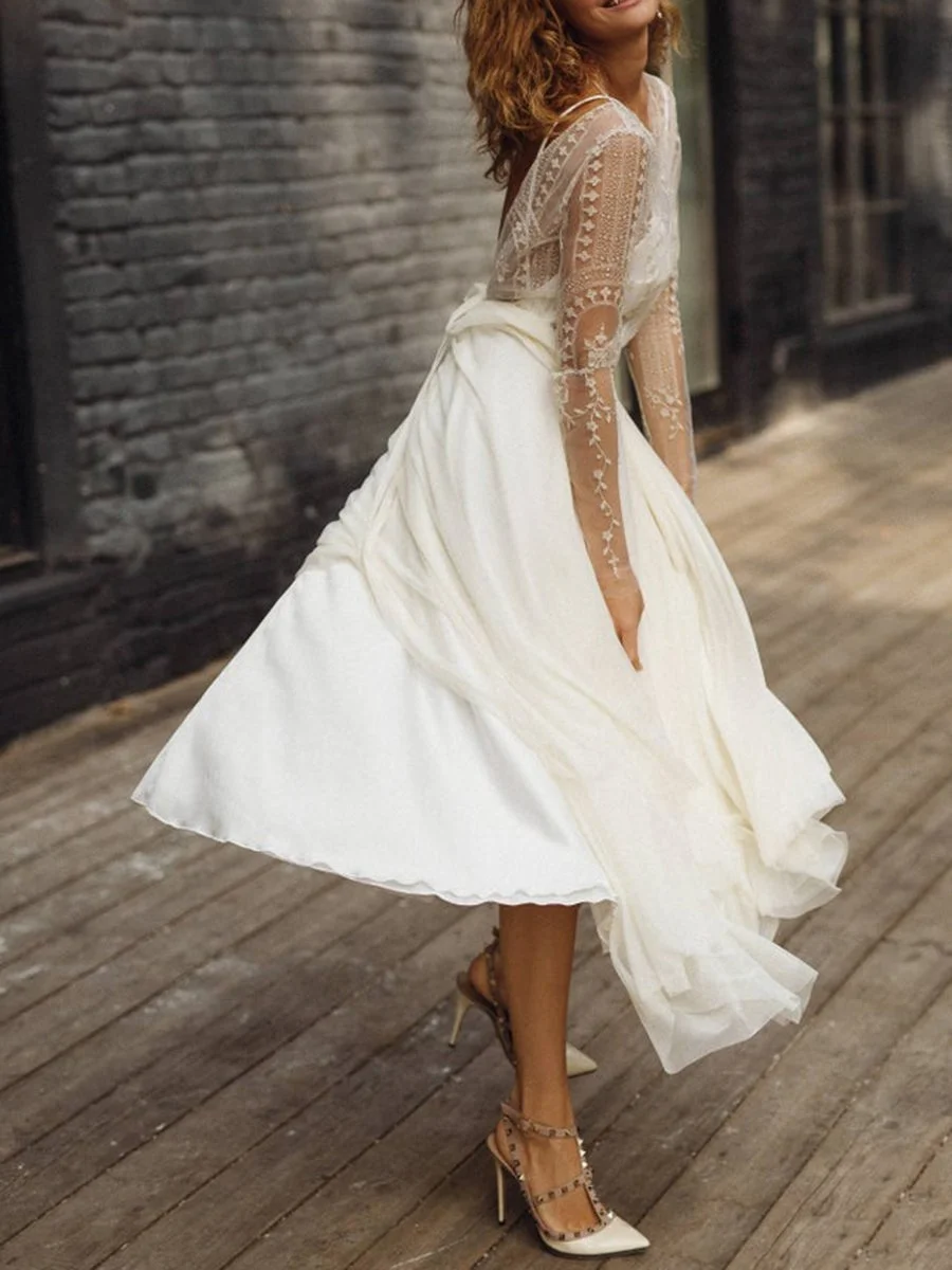 Long sleeve boho lace dress