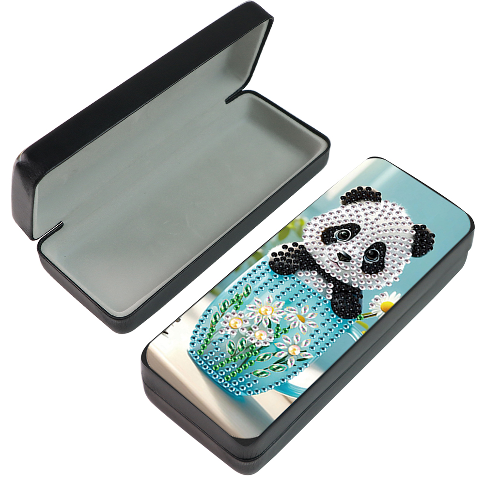 Panda Leather DIY Handmade Diamond Painting Sunglasses Storage Box for Art Craft