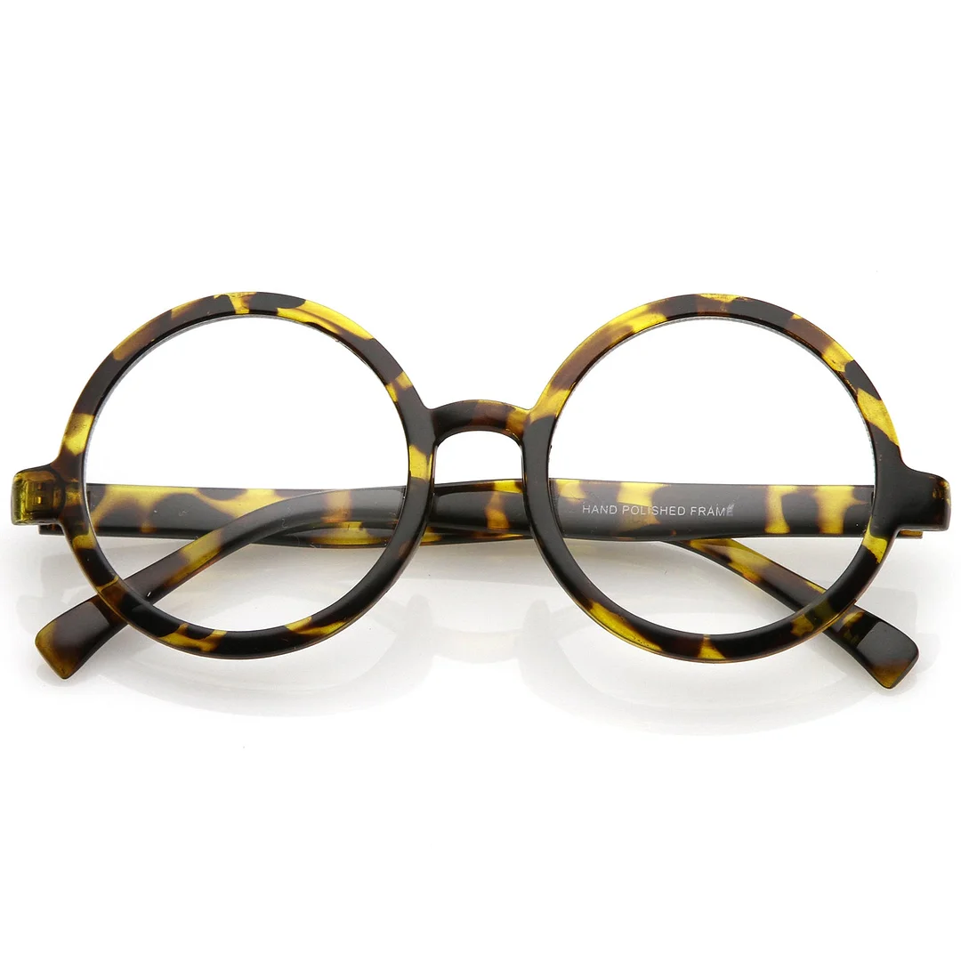 Retro Horn Rimmed Clear Lens Round Eyeglasses 52mm