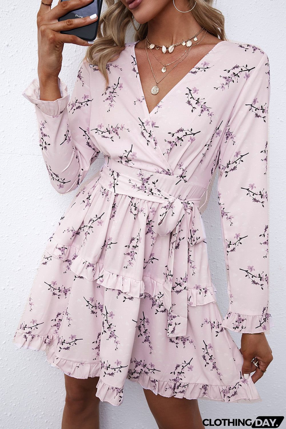 Floral Print Long Sleeve Dress