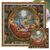 Bunny In Library-14CT Stamped Cross Stitch 36*36cm/14.17*14.17in tapestrymarket