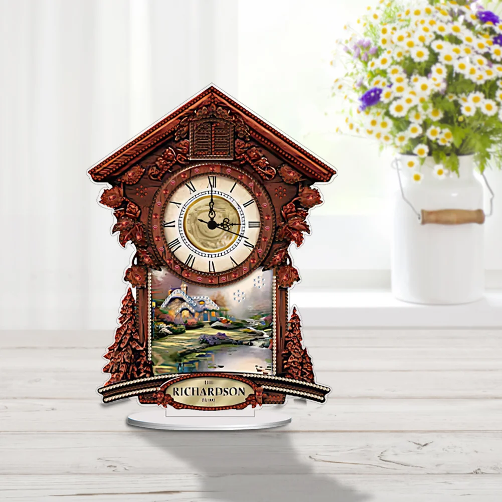 DIY Village Hut Acrylic Special Shaped 5D Diamond Painting Clock Art Craft