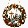 DIY Pearl Diamond Painting Religious Christmas Hanging Ornament Double-Sided Printed Pendant Diamond Art Christian Home Decor Gift