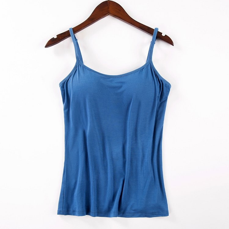 Women Tank Top Built In Bra Padded Stretchable Modal Push Up Tops Camisoles Tube Vest Sleeveless Sexy Casual Korean