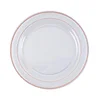 10 Pack | 10" Très Chic Rose Gold Rim Clear Plastic Dinner Plates, Disposable Party Plates