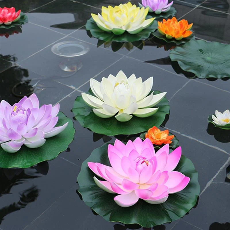 5pcs Artificial Floating Water Lily EVA Lotus Flower Pond Decor 10cm Artificial Lotus Pond Tank Plant Ornament Home Garden Decor