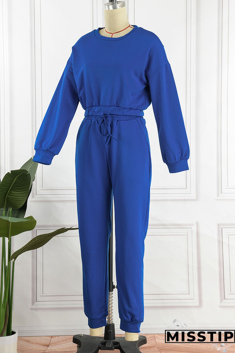 Yellow Street Solid Patchwork O Neck Long Sleeve Two Pieces