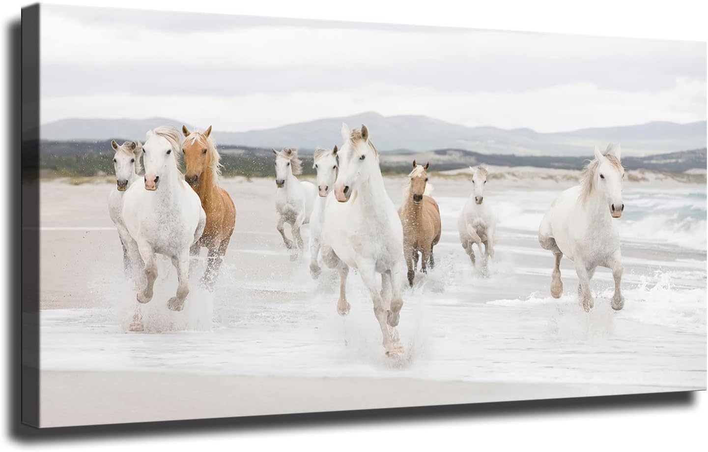 Animal Horse Running on The Beach Poster Wall Art for Office Living Room, Bedroom Decor - High Definition Canvas Prints - Posters and Prints for Home Decor (Framed,2436inch) Framed