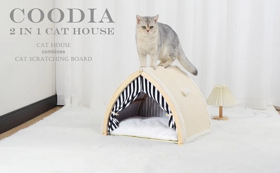 cat house with scratching board