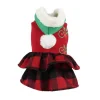Pet Supplies Puppy Kitten Christmas Plaid Skirt Winter