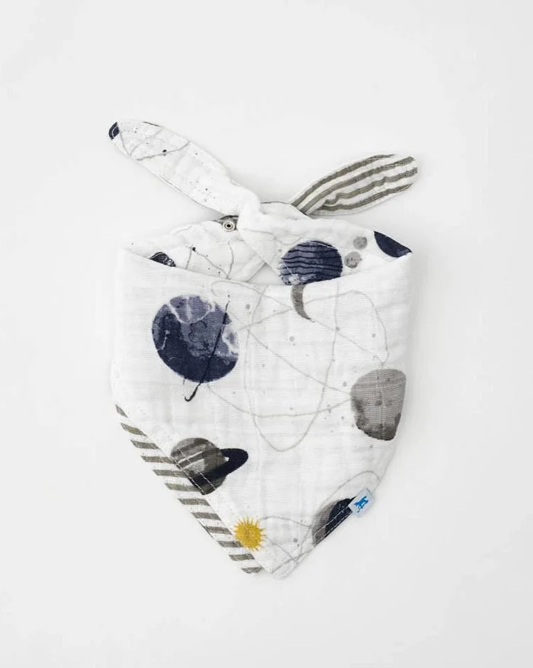 Cotton Muslin Reversible Bandana Bib - Planetary