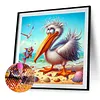 Diamond Painting -DIY Round Drill Seaside Pelican(40x40cm)