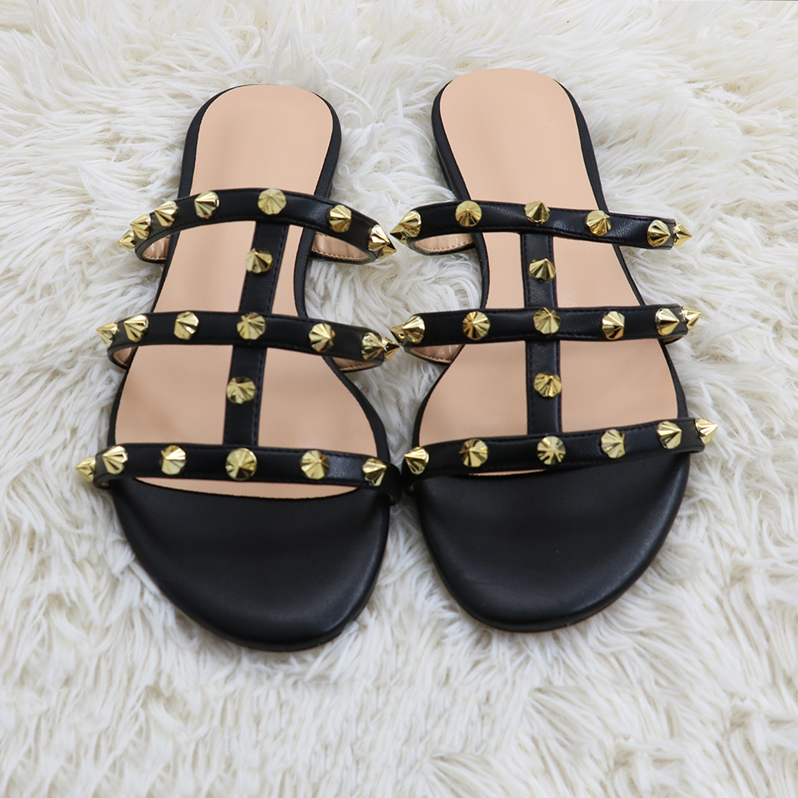 Women's Pointy Rivets Sandals Summer Daily Wear Flats-MERUMOTE