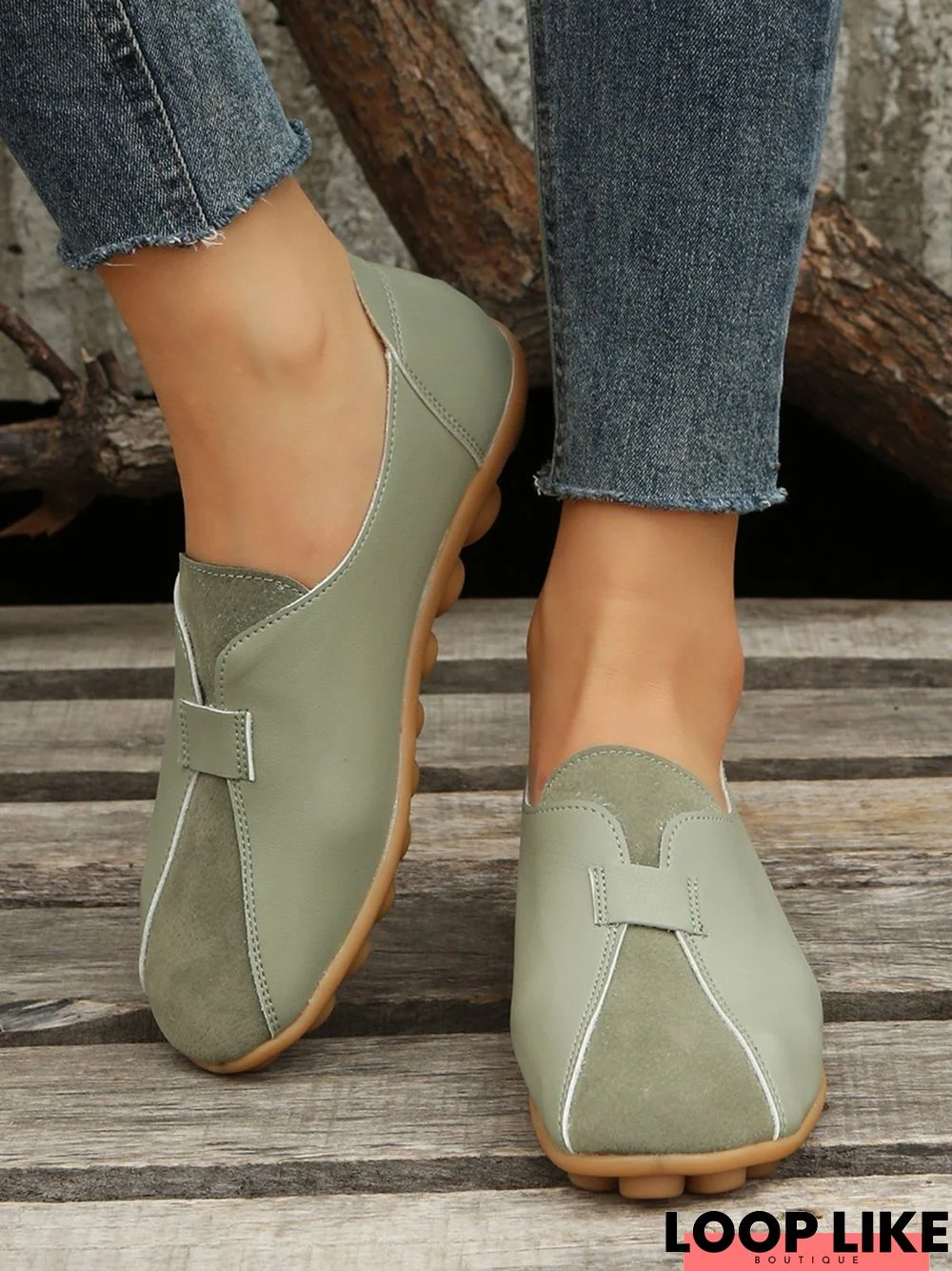 Vintage Casual Anti-Suede Panel Flats