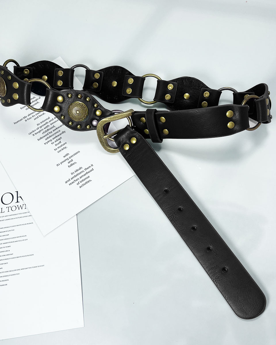 Retro Rivet Eyelet Stitching Punk Wide Belt