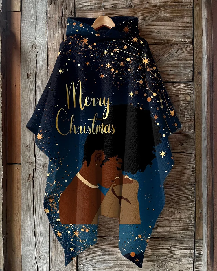 Christmas Prayer Girl Hooded Warm Shawl Cape
