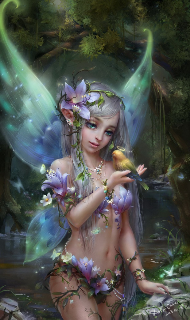 Fairy Angel Elf Girl 30*50CM(Canvas) Full Round Drill Diamond Painting gbfke