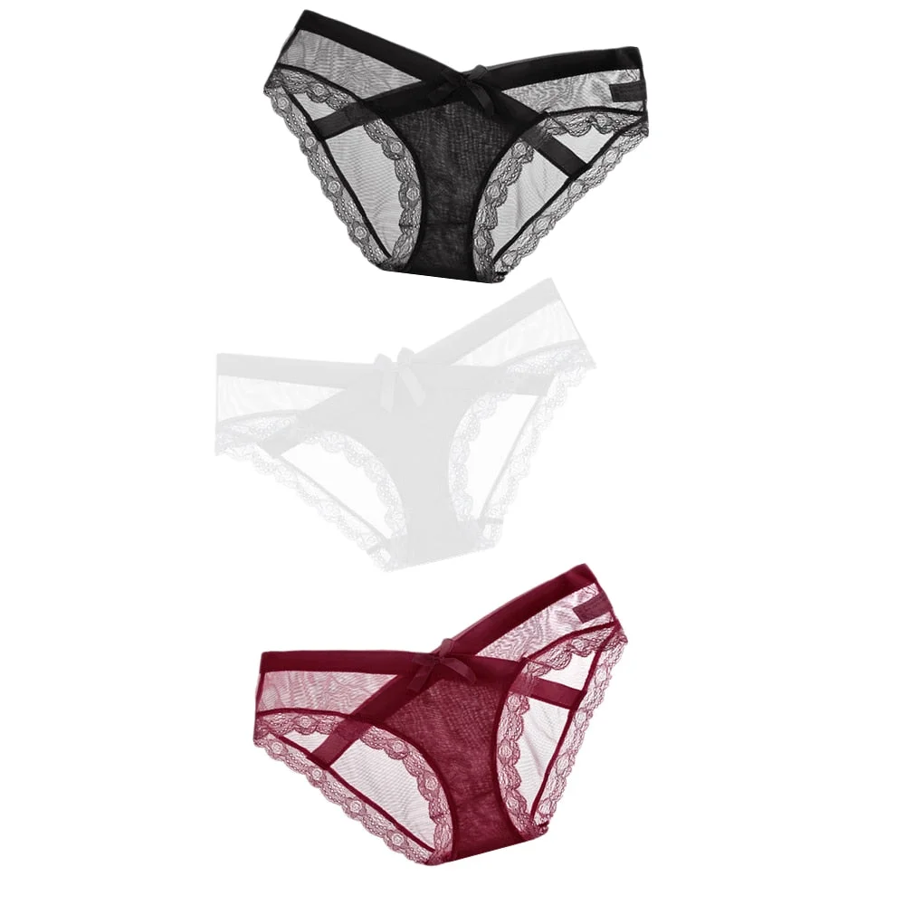 3pcs/lot Women Lace Panties Seamless Panty Breathable Briefs For Women Hollow Out Low Waist Transparent Underwear Intimates Hot